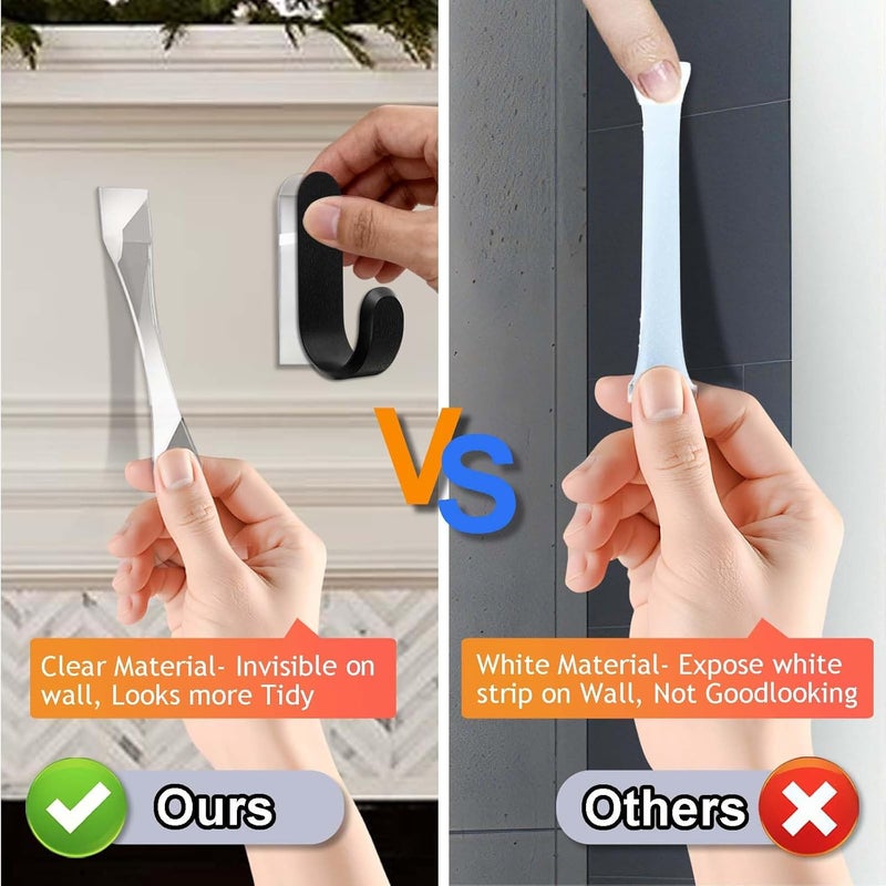 Waybas 72pcs Clear Picture Hanging Strips,3m Invisible Refill Poster Sticker Heavy Duty Wall Hangers No Damage Removable Double Side Small Adhesive Tape for Hooks Decor Home Classroom Office, 0.8"×3.5" - Image 2